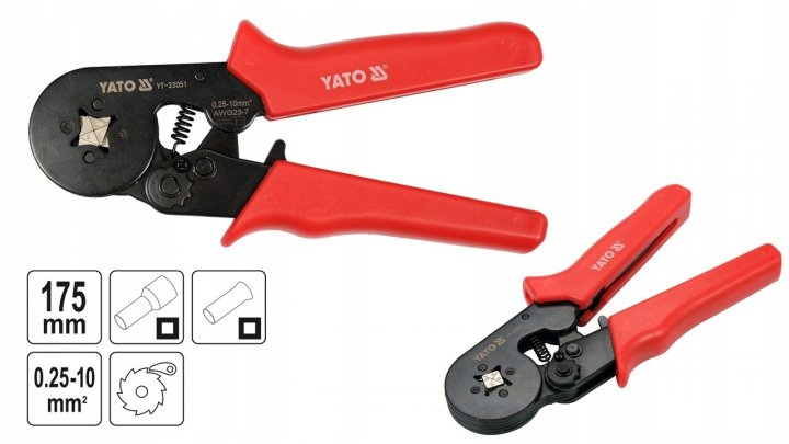 Кліщі для обтискання і зачистки проводів YATO, L= 175 ММ, AWG 23-7; 0,25-10 ММ&sup2; : YT-23051 YT-23051 фото