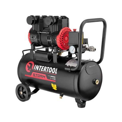 Масляний повітряний компресор INTERTOOL PT-0029 : 24л, 1,1кВт, 8бар, 200 л/хв, безсмасляний, 2 циліндра 1686124017 фото