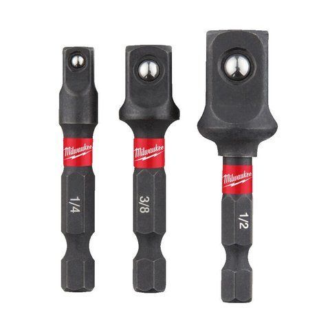 Набір перехідників з біти на квадрат 1/4"-3/8"-1/2" 50мм MILWAUKEE 4932479228 (3шт.) 2664318181 фото