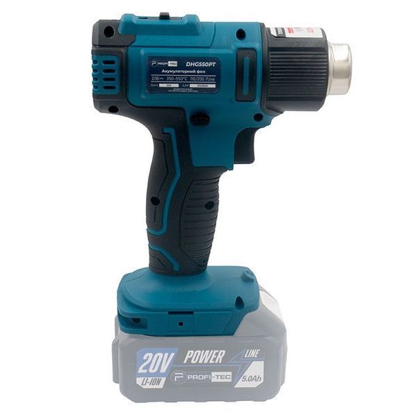 Фен акумуляторний PROFI-TEC DHG550PT_1 (20В/каркас/електронна регуляція) 006118 фото