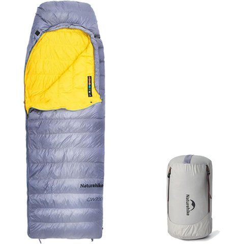 Спальник з натуральним пухом Naturehike CW700 CNK2450WS048, p-р L, жовто-сірий 71492 фото
