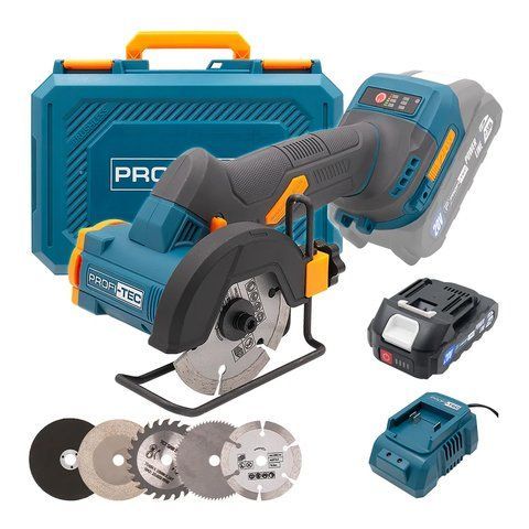 Шліфмашина кутова акумуляторна PROFI-TEC PWS390 007952 (1акум.20В 2Аг/зарядний/кейс/76мм) 2841803028 фото