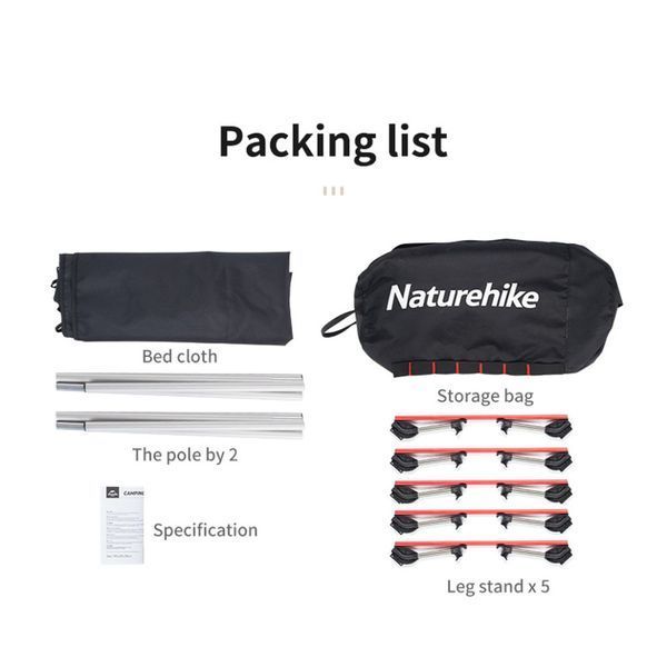 Ліжко складане Naturehike XJC05 NH20JJ001, Поліестер Oxford / алюміній, темно-зелене 70926 фото