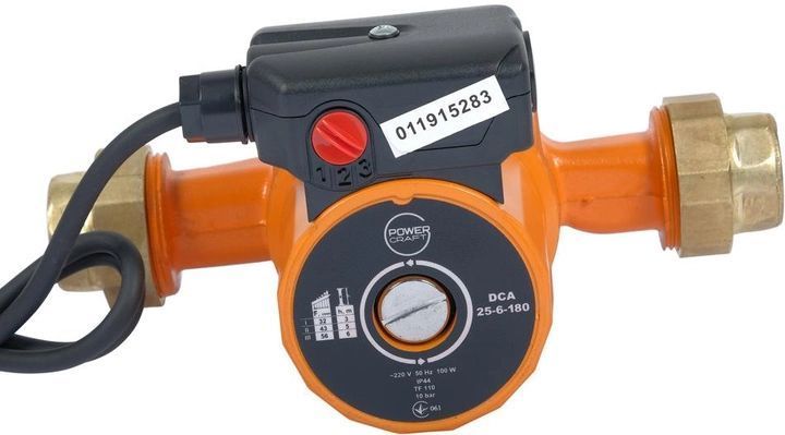 Потужний насос циркуляційний Powercraft DCA 25-6-180 (81231N) : 0.1 кВт, висота подачі 6 м,56 л/хв, тиск 9.8 барів 81231N фото