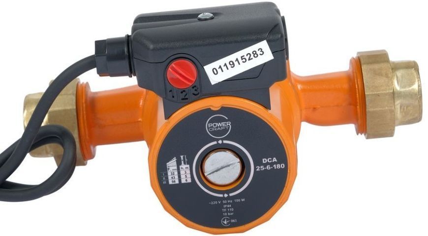 Потужний насос циркуляційний Powercraft DCA 25-6-180 (81231N) : 0.1 кВт, висота подачі 6 м,56 л/хв, тиск 9.8 барів 81231N фото