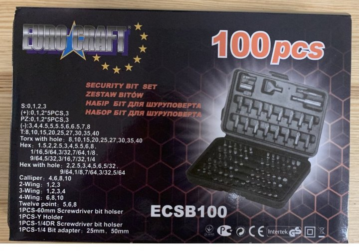 Набір біт Euro Craft ECSB100 : 100 шт 1751899104 фото