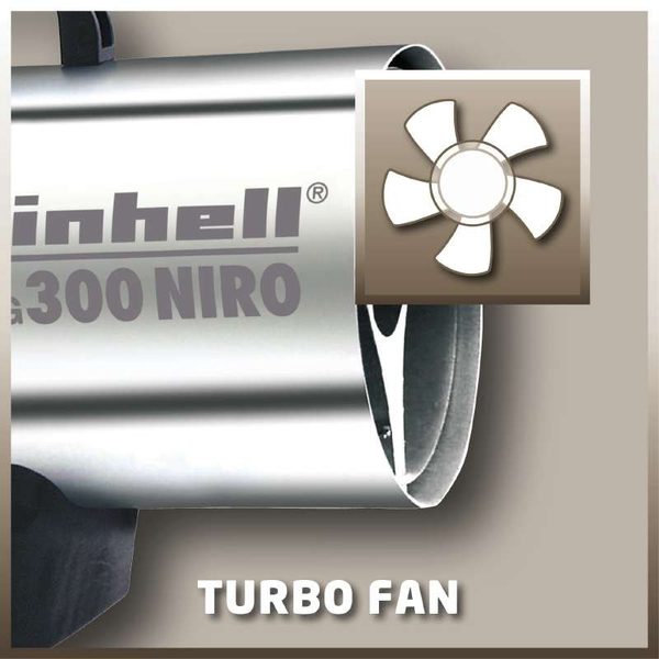 Потужний обігрівач газовий Einhell HGG 300 Niro : без АКБ, 30 кВт, тиск 1.5 бар, витрата повітря 1000 м3 / г (2330910) 2330910 фото