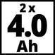 Потужний зарядний пристрій і акумулятор 18V 2 шт x 4,0Ah Twincharger Kit Einhell Power-X-Change 4512112 фото 9