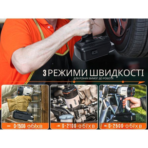 Акумуляторний ударний гайковерт Litheli безщітковий, живлення від павербанку (УМБ Litheli Power Bank 12500 mAh, 45 W, 2А в комплекті) 69223 фото